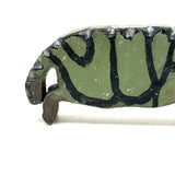 Graphically Excellent and Also Highly Empathetic Green and Black Painted Folk Art Turtle