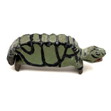 Graphically Excellent and Also Highly Empathetic Green and Black Painted Folk Art Turtle