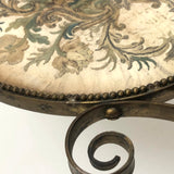 The Visitation, Antique Brass Pole Screen with Fine Georgian Silk Embroidery on Paper
