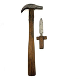 Beautiful Old Hand-forged Strapped Hammer and Handmade Knife, Found Together
