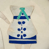 Perfectly Naive Antique Handmade Paper Doll with Graphite Features and Fabulous Outfit in Antique Octagonal Frame