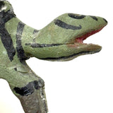 Graphically Excellent and Also Highly Empathetic Green and Black Painted Folk Art Turtle