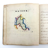 1840 British Commonplace Book with Beautiful Lettering and Watercolor Maps + 1890s Additions