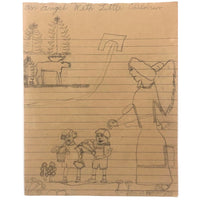 An Angel with Little Children, Naive Graphite Drawing