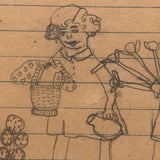 An Angel with Little Children, Naive Graphite Drawing