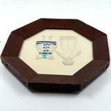 Perfectly Naive Antique Handmade Paper Doll with Graphite Features and Fabulous Outfit in Antique Octagonal Frame