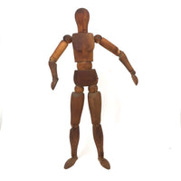 Lovely Presumed Earlyish 20th C. Articulated Artist Mannequin with Warm Patina