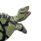 Graphically Excellent and Also Highly Empathetic Green and Black Painted Folk Art Turtle