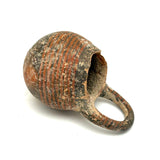 c. 1500 BCE Small Round Bottomed Terra Cotta Vessel with Handle and Fine Stripe, Plus Small Second Pot