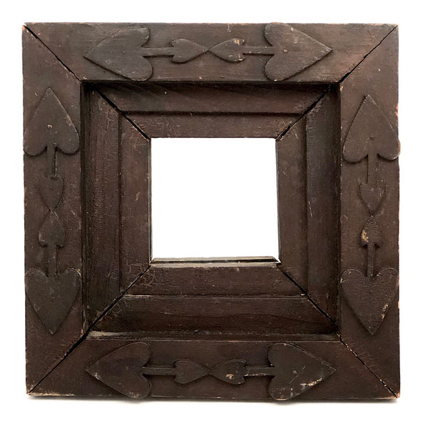 Wonderful Antique Pennsylvania Folk Art Mirror with Many Hearts