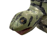 Graphically Excellent and Also Highly Empathetic Green and Black Painted Folk Art Turtle