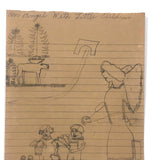 An Angel with Little Children, Naive Graphite Drawing