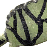 Graphically Excellent and Also Highly Empathetic Green and Black Painted Folk Art Turtle