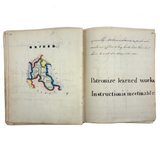 1840 British Commonplace Book with Beautiful Lettering and Watercolor Maps + 1890s Additions