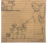An Angel with Little Children, Naive Graphite Drawing
