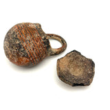 c. 1500 BCE Small Round Bottomed Terra Cotta Vessel with Handle and Fine Stripe, Plus Small Second Pot