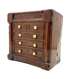 SOLD Scarce, Large, Proud c. 1840s Redware Chest of Drawers "Savings Bank", ex. Matt King