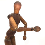 Lovely Presumed Earlyish 20th C. Articulated Artist Mannequin with Warm Patina