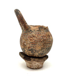 c. 1500 BCE Small Round Bottomed Terra Cotta Vessel with Handle and Fine Stripe, Plus Small Second Pot