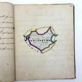 1840 British Commonplace Book with Beautiful Lettering and Watercolor Maps + 1890s Additions