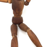 Lovely Presumed Earlyish 20th C. Articulated Artist Mannequin with Warm Patina
