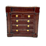 SOLD Scarce, Large, Proud c. 1840s Redware Chest of Drawers "Savings Bank", ex. Matt King