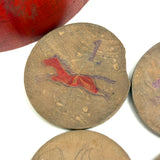 Francie Philbrook's Large Red Treen Apple with Horse Roulette
