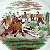 On the Ball! Scarce 19th Century Charles Allerton & Sons Hand-painted Transferware Football Game Child's Plate