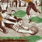 On the Ball! Scarce 19th Century Charles Allerton & Sons Hand-painted Transferware Football Game Child's Plate