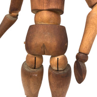 Lovely Presumed Earlyish 20th C. Articulated Artist Mannequin with Warm Patina