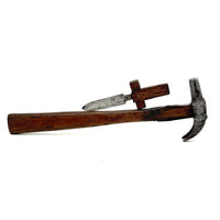 Beautiful Old Hand-forged Strapped Hammer and Handmade Knife, Found Together
