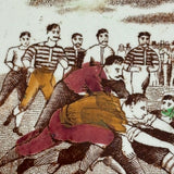 On the Ball! Scarce 19th Century Charles Allerton & Sons Hand-painted Transferware Football Game Child's Plate