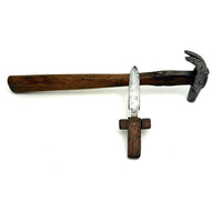 Beautiful Old Hand-forged Strapped Hammer and Handmade Knife, Found Together