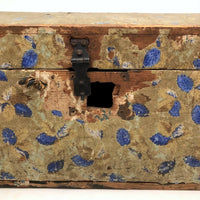 Early-Mid 19th C. Wallpapered Domed Trunk with Fantastic Blue and Newspaper Interior