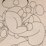 Ink Drawing on Board of Boxers, c. 1920s, Signed G. Giardenella (Some Damage)