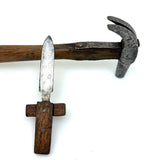 Beautiful Old Hand-forged Strapped Hammer and Handmade Knife, Found Together