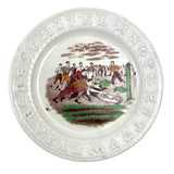On the Ball! Scarce 19th Century Charles Allerton & Sons Hand-painted Transferware Football Game Child's Plate