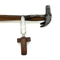 Beautiful Old Hand-forged Strapped Hammer and Handmade Knife, Found Together