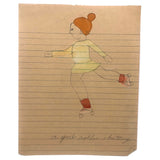 Kid Drawings: Sailor, Umbrella, Big Doll, Skating - Sold Individually