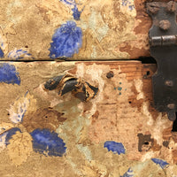 Early-Mid 19th C. Wallpapered Domed Trunk with Fantastic Blue and Newspaper Interior