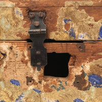 Early-Mid 19th C. Wallpapered Domed Trunk with Fantastic Blue and Newspaper Interior