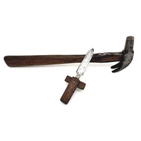 Beautiful Old Hand-forged Strapped Hammer and Handmade Knife, Found Together