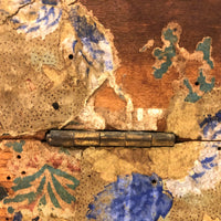 Early-Mid 19th C. Wallpapered Domed Trunk with Fantastic Blue and Newspaper Interior