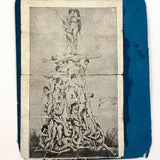 Sexy Secret: Victorian "Windowphanie" Advertising Blotter Folded to Conceal Erotic Pyramid Print