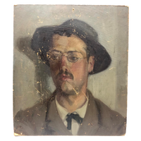 Portrait of a James Joyce-ian Looking Young Man in Hat and Glasses