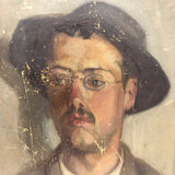 Portrait of a James Joyce-ian Looking Young Man in Hat and Glasses