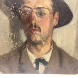 Portrait of a James Joyce-ian Looking Young Man in Hat and Glasses