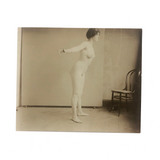 Poignant Old Photo of Nude Studio Model in Curious Pose