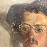 Portrait of a James Joyce-ian Looking Young Man in Hat and Glasses