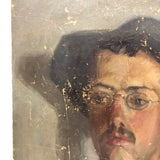 Portrait of a James Joyce-ian Looking Young Man in Hat and Glasses